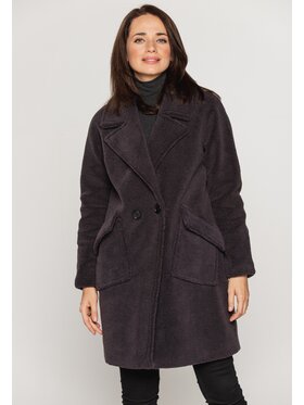 Perso Perso Zimní kabát oversize "MIŚ" Šedá Slim Fit