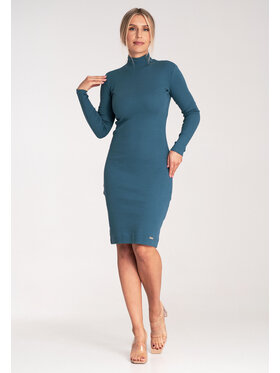 FIGL FIGL Sukienka dzianinowa M1042 Niebieski Slim Fit
