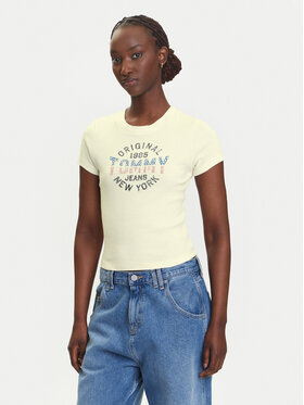 Tommy Jeans Tommy Jeans T-Shirt DW0DW21421 Kremowy Slim Fit