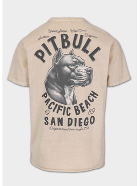 PITBULL PITBULL T-Shirt Koszulka męska Denim Washed Raw PACIFIC L Beżowy Regular Fit