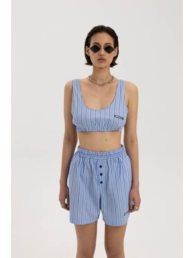 Misaga Misaga Biustonosz sportowy Stripe Bra Niebieski