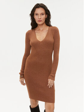 TWINSET TWINSET Džemper haljina 232TT3272 Smeđa Slim Fit