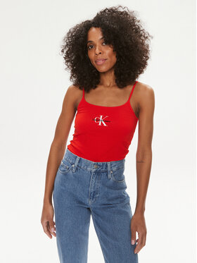 Calvin Klein Jeans Calvin Klein Jeans Top Monologo J20J223105 Czerwony Slim Fit