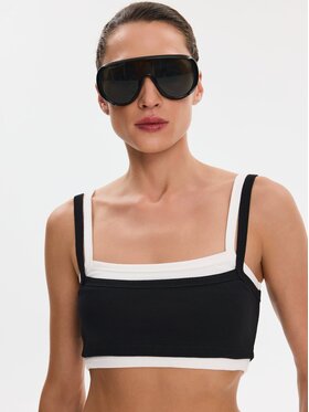 Nudyess Nudyess Top Lisa z prążka Czarny Slim Fit
