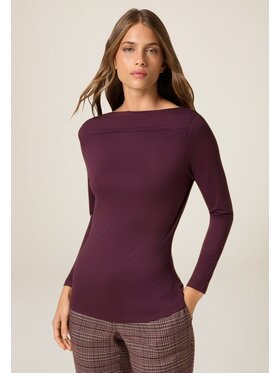 Oltre Oltre Bluzka G093J004548N036 Bordowy Regular Fit