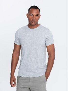Ombre Ombre T-Shirt OM-TSBS-0146 Szary jasny Regular Fit