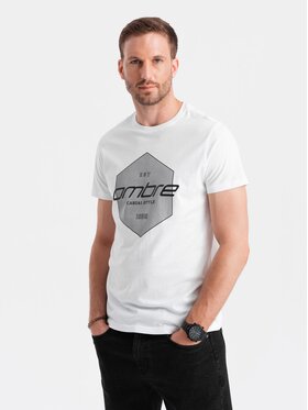 Ombre Ombre T-Shirt OM-TSPT-0141 Biały Regular Fit