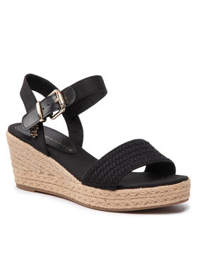 Tommy Hilfiger Tommy Hilfiger Espadrillas Th Textured Low Wedge Sandal FW0FW06555 Nero