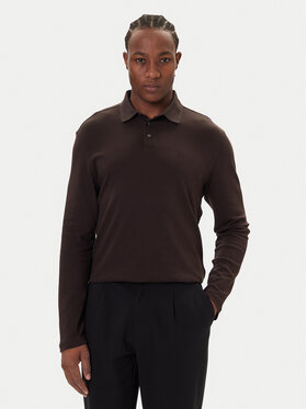 Calvin Klein Calvin Klein Тениска с яка и копчета LV040EM909 Кафяв Regular Fit