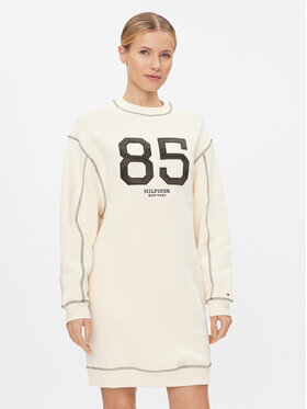 Tommy Hilfiger Tommy Hilfiger Trikotāžas kleita Varsity 85 WW0WW40614 Bēšs Relaxed Fit