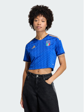 adidas adidas Koszulka techniczna Italy 26 Home Cropped Jersey Błękitny Regular Fit