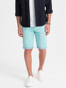 Ombre Ombre Chino kalhoty W421 Tyrkysová Regular Fit