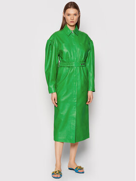 Remain Remain Кожена рокля Dahlia RM1019 Зелен Loose Fit