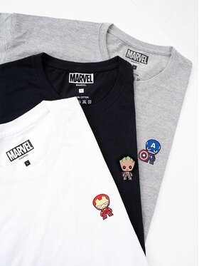 Marvel Marvel Komplet 3 t-shirtów Zestaw 3 Damskich T-Shirtów Czarny / Biały / Szary Marvel Mini Heroes L Kolorowy Regular Fit