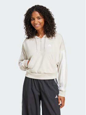 adidas adidas Bluza 3-Stripes French Terry Beżowy Loose Fit