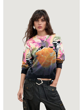Desigual Desigual Πουλόβερ JERS_ROSE DEGRADE_LACROIX Μαύρο Casual Fit