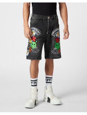 PHILIPP PLEIN PHILIPP PLEIN Džínové šortky 22649 Šedá Loose Fit