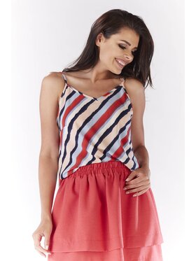 Awama Awama Bluzka A177 Kolorowy Basic Fit