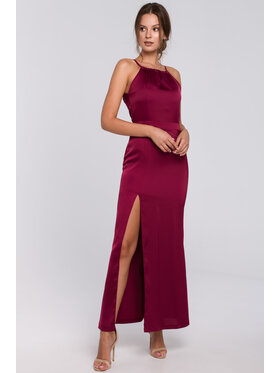 Makover Makover Večerní šaty K042 Bordó Regular Fit