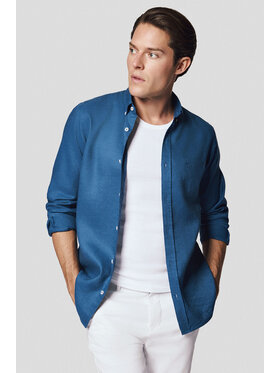 Lancerto Lancerto Koszula Koszula Szafirowa z Lnem Venke KO073125000002 Niebieski Slim Fit