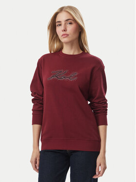 KARL LAGERFELD KARL LAGERFELD Μπλούζα Rhinestone B4W20007 Σκούρο κόκκινο Relaxed Fit
