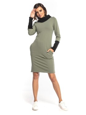 Tessita Tessita Sukienka dzianinowa SUKIENKA_T360_6_XS Khaki Slim Fit