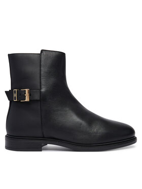 Tommy Hilfiger Tommy Hilfiger Bokacsizma Th Buckle Leather Ankle Boot FW0FW09486 Fekete