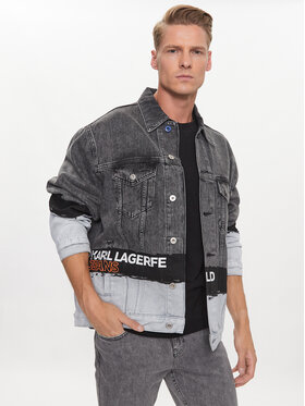 Karl Lagerfeld Jeans Karl Lagerfeld Jeans Džínsová bunda Paint Logo 231D1453 Sivá Relaxed Fit