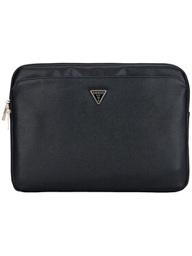 Guess Guess Torba na laptopa Sleeve 14" Grained Zipper Pocket Triangle Logo Czarny