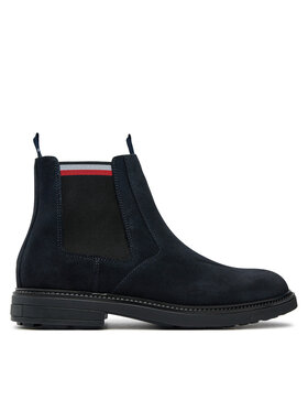 Tommy Hilfiger Tommy Hilfiger Členková obuv s elastickým prvkom Chelsea FM0FM05191 Tmavomodrá