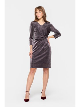 EMOI EMOI Sukienka wieczorowa Elegancka z fantazyjnym marszczeniem Srebrny Feminine Fit