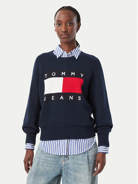 Tommy Jeans Tommy Jeans Sweter Flag DW0DW23450 Granatowy Regular Fit