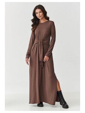 Makadamia Makadamia Sukienka dzianinowa M894 Brązowy A-Line Fit