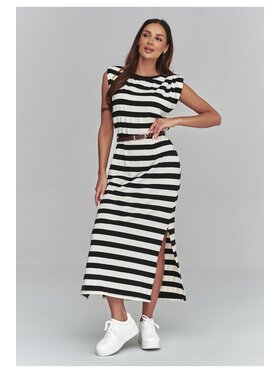 Makadamia Makadamia Sukienka codzienna C66 Czarny Fitted Fit