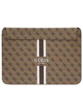 Guess Guess Etui na laptopa 4G Printed Stripes Brązowy