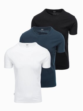 Ombre Ombre Komplet 3 t-shirtów OM-TSBS-0232 Biały Regular Fit