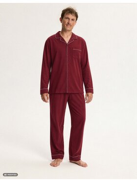 Esotiq Esotiq Pyžamo 46410 Bordová Relaxed Fit