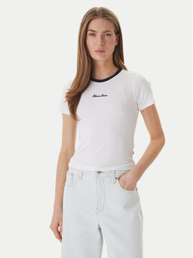 Guess Jeans Guess Jeans Majica W6GPA9 KF641 Bela Slim Fit