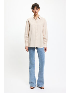 BENU BENU Camicia Lniana Beige Regular Fit