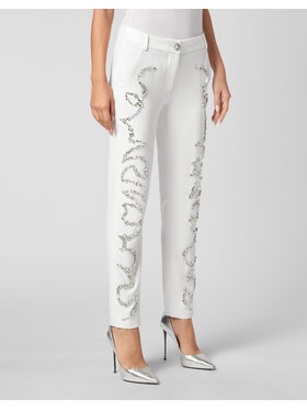 PHILIPP PLEIN PHILIPP PLEIN Kalhoty z materiálu 3255 Bílá Flare Fit