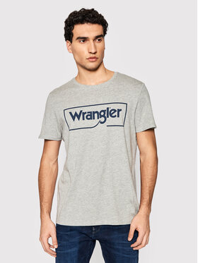 Wrangler Wrangler T-Shirt Frame Logo W7H3D3X37 Szary Regular Fit