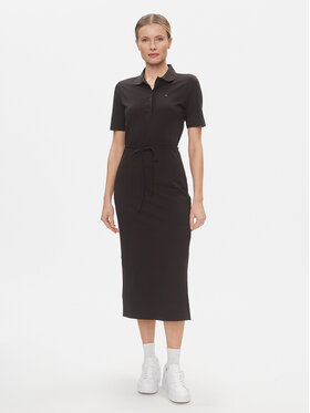 Tommy Hilfiger Tommy Hilfiger Igapäevane kleit Reg Breton Midi Polo Dress Ss WW0WW42030 Must Regular Fit
