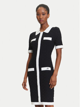 KARL LAGERFELD KARL LAGERFELD Sukienka dzianinowa A3W13036 Czarny Slim Fit