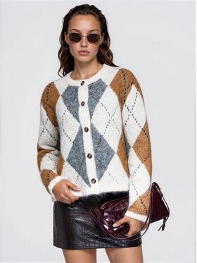 Ombre Ombre Svetr OW-SW-E0072 Světle hnědá Relaxed Fit