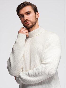 Ombre Ombre Sweter OM-SWTN-0162 Biały Regular Fit