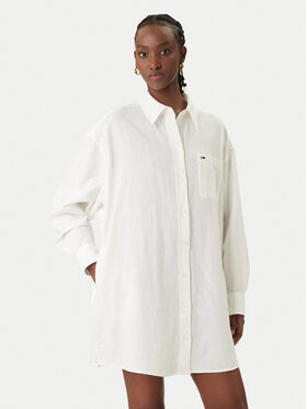Tommy Jeans Tommy Jeans Marškinių tipo suknelė DW0DW22344 Balta Relaxed Fit