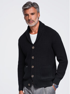 Ombre Ombre Sweter OM-SWCD-0200 Czarny Regular Fit