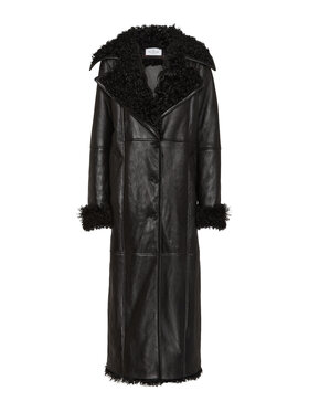 PHILIPP PLEIN PHILIPP PLEIN Kožený plášť 11449 Černá Loose Fit