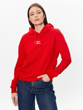 Tommy Jeans Tommy Jeans Pulóver Essential Logo DW0DW15410 Piros Relaxed Fit
