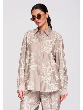 Ombre Ombre Koszula OW-SH-E0016 Beżowy Loose Fit